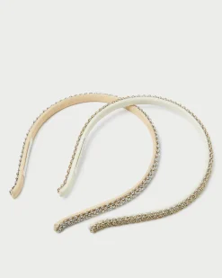 Loeffler Randall Anya Gold/Hay Skinny Headband Set| Event Essentials|Accessories