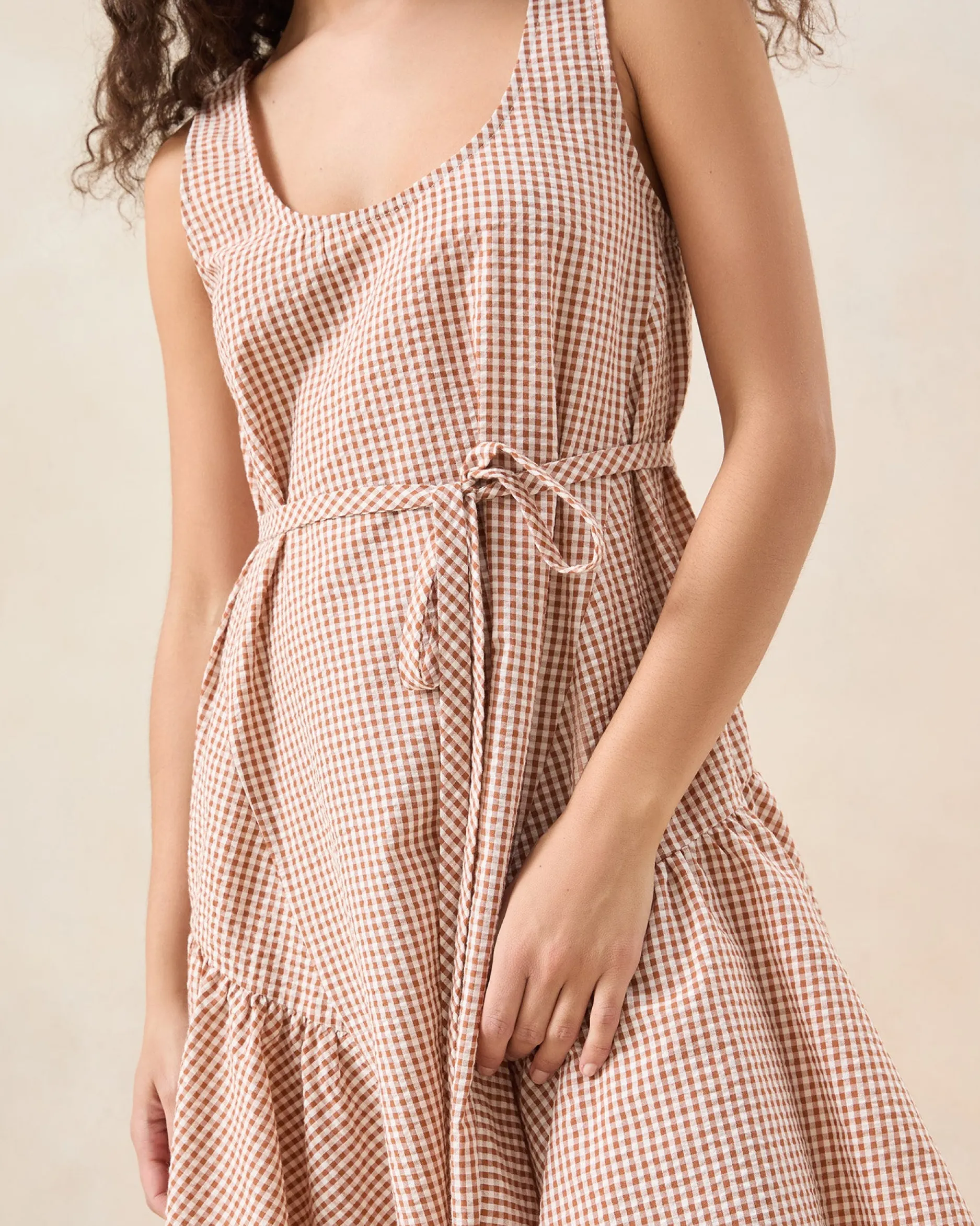 Loeffler Randall Avi Brown Gingham Swing Dress| Dresses