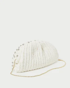 Loeffler Randall Bailey White Pleated Dome Clutch| SOMETHING BLUE|Event Essentials