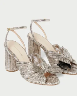 Loeffler Randall Camellia Pearl Pleated Bow Heel| FOR THE BRIDE|Heeled Sandals