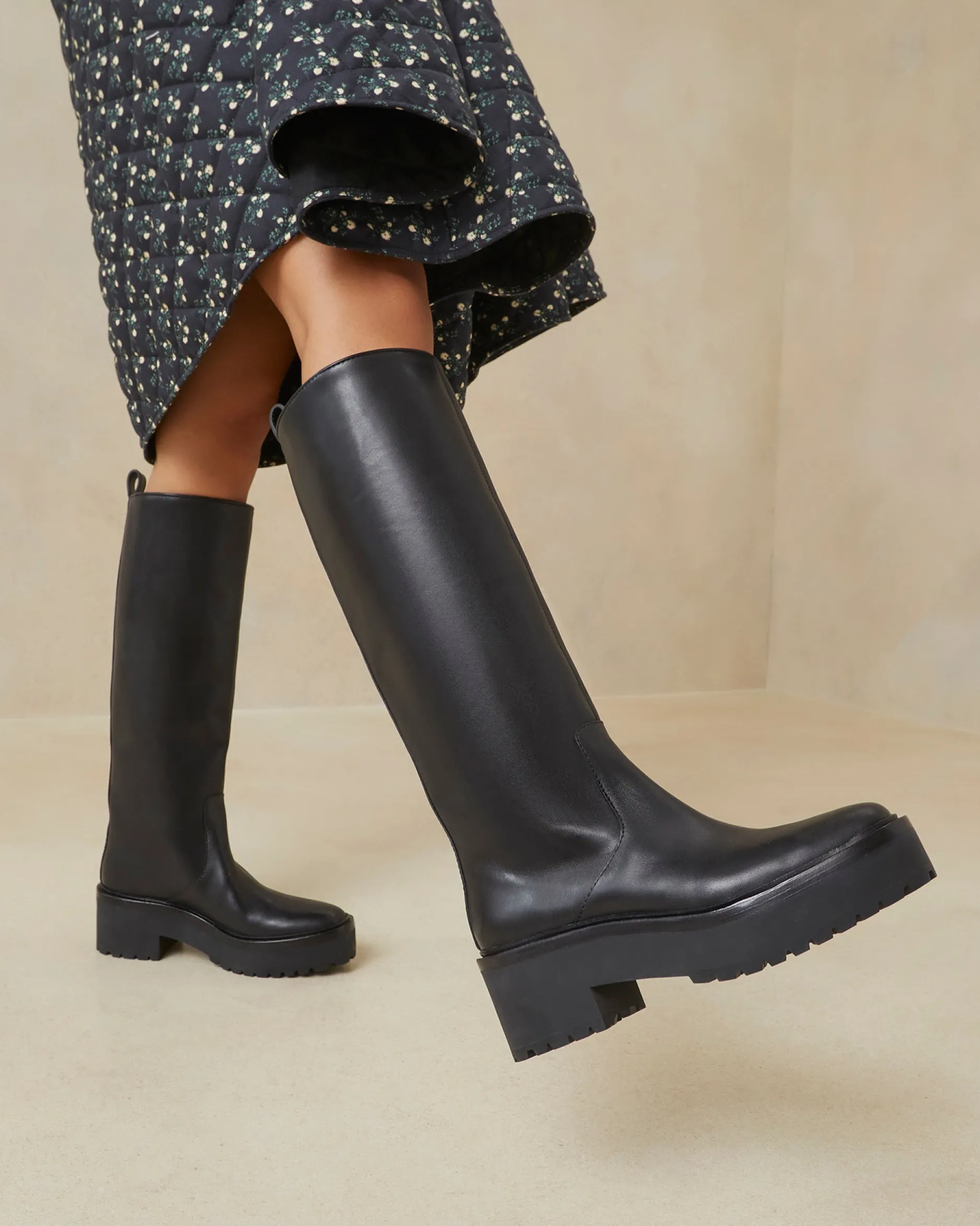 Loeffler Randall Carlee Black Tall Lug Boot| Boots