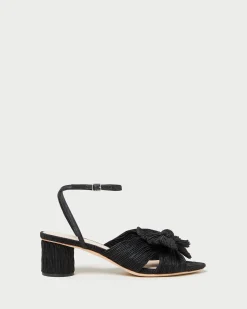 Loeffler Randall Dahlia Black Pleated Bow Heel| Heeled Sandals