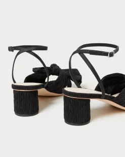 Loeffler Randall Dahlia Black Pleated Bow Heel| Heeled Sandals