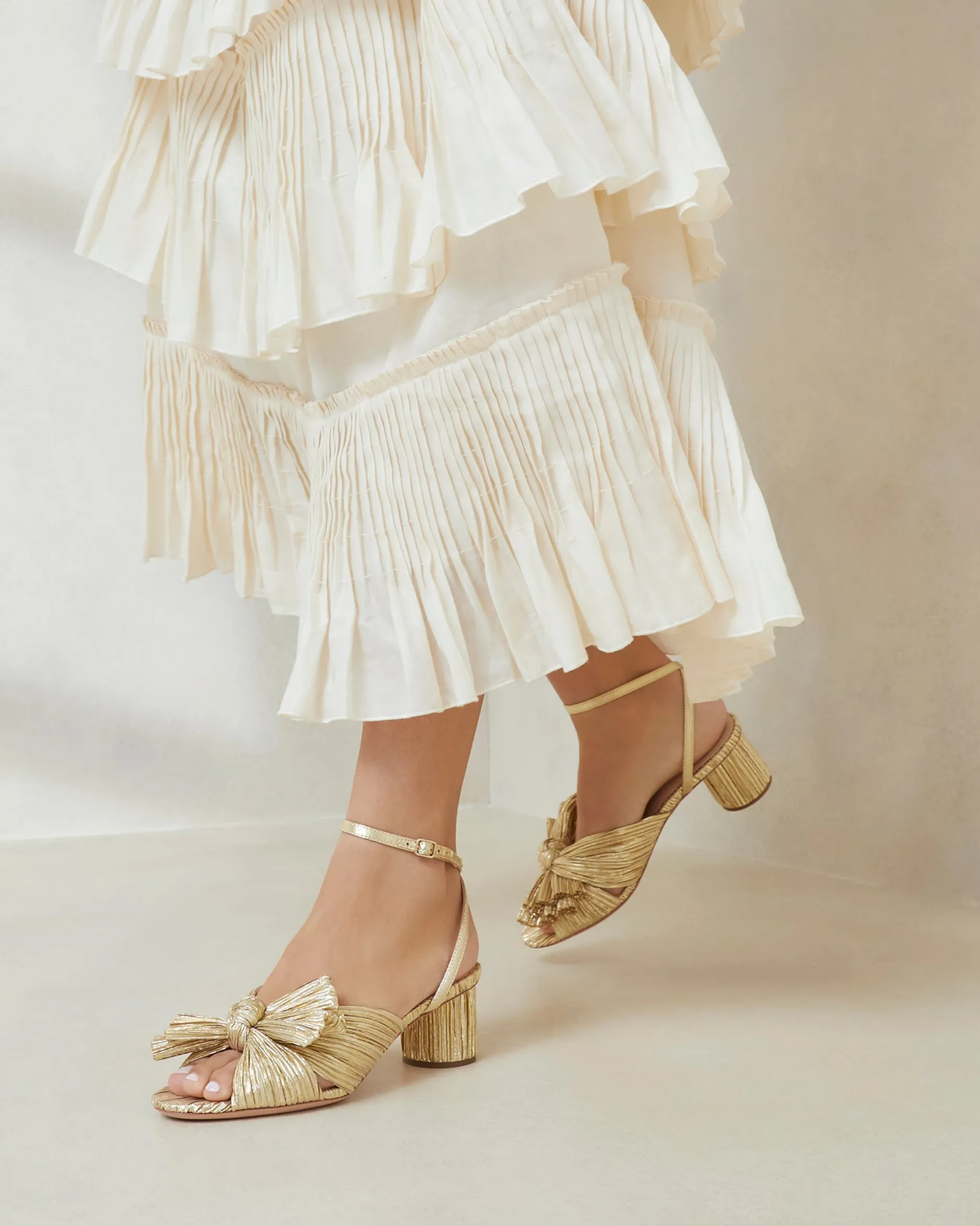 Loeffler Randall Dahlia Pleated Bow Heel| FOR THE BRIDE|Heeled Sandals