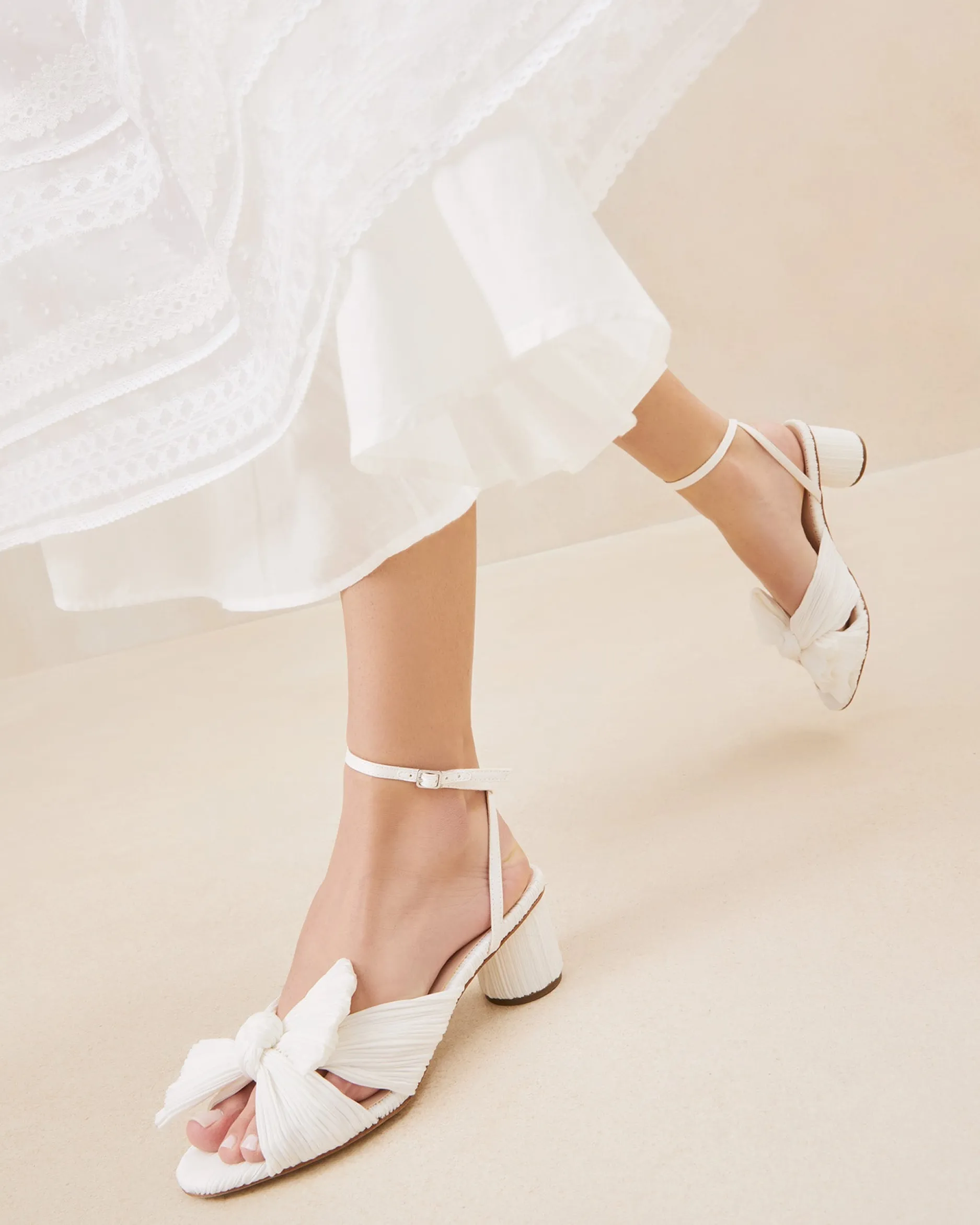 Loeffler Randall Dahlia Pleated Bow Heel| FOR THE BRIDE|Heeled Sandals