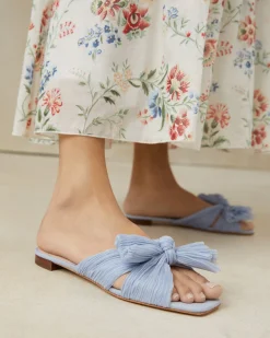 Loeffler Randall Daphne Pleated Bow Slide| Flat Sandals