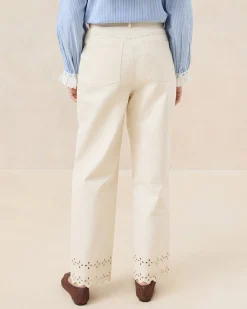 Loeffler Randall Demi Natural Embroidered Pant| Casual Staples|Vacation Shop