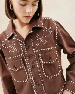 Loeffler Randall Elijah Espresso Studded Denim Jacket| Casual Staples|Jessie Loves