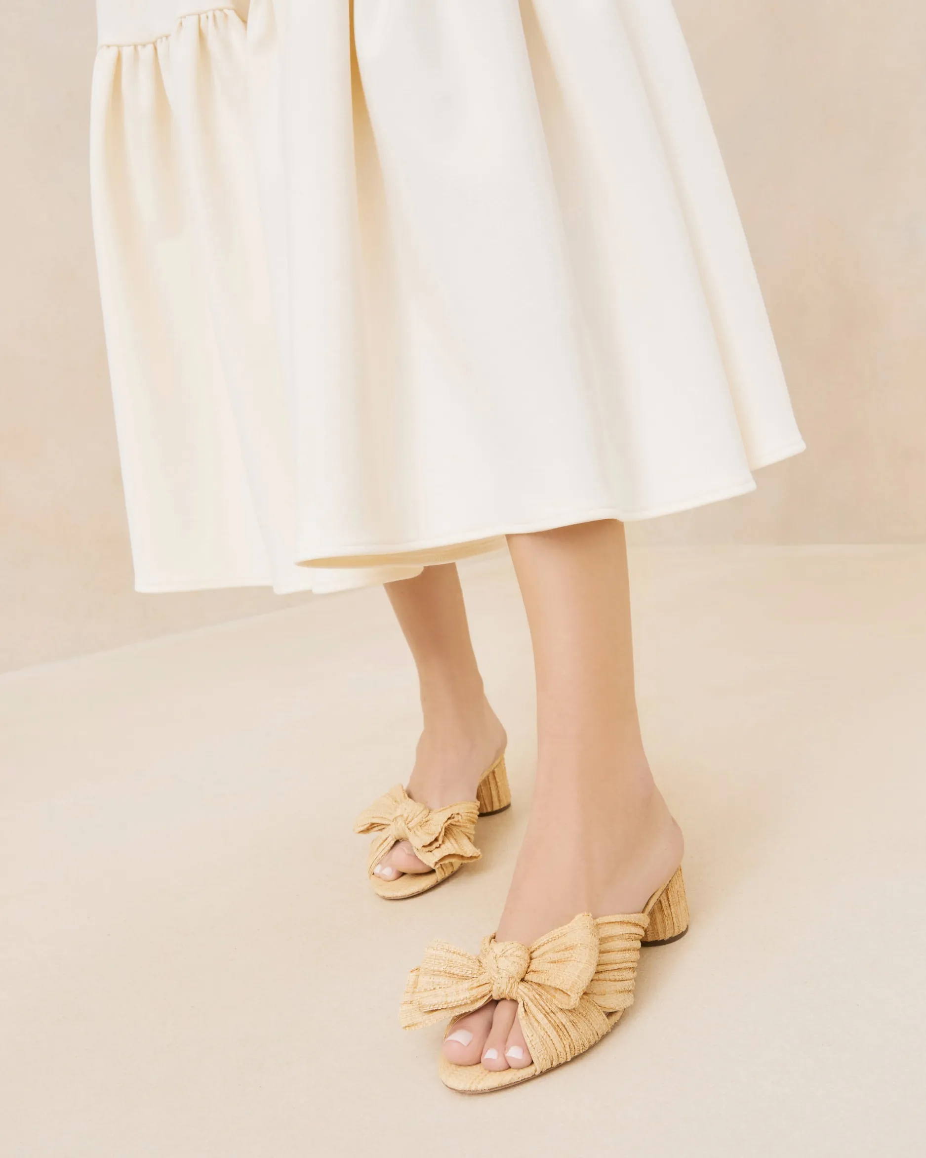 Loeffler Randall Emilia Pleated Bow Heel| Heeled Sandals