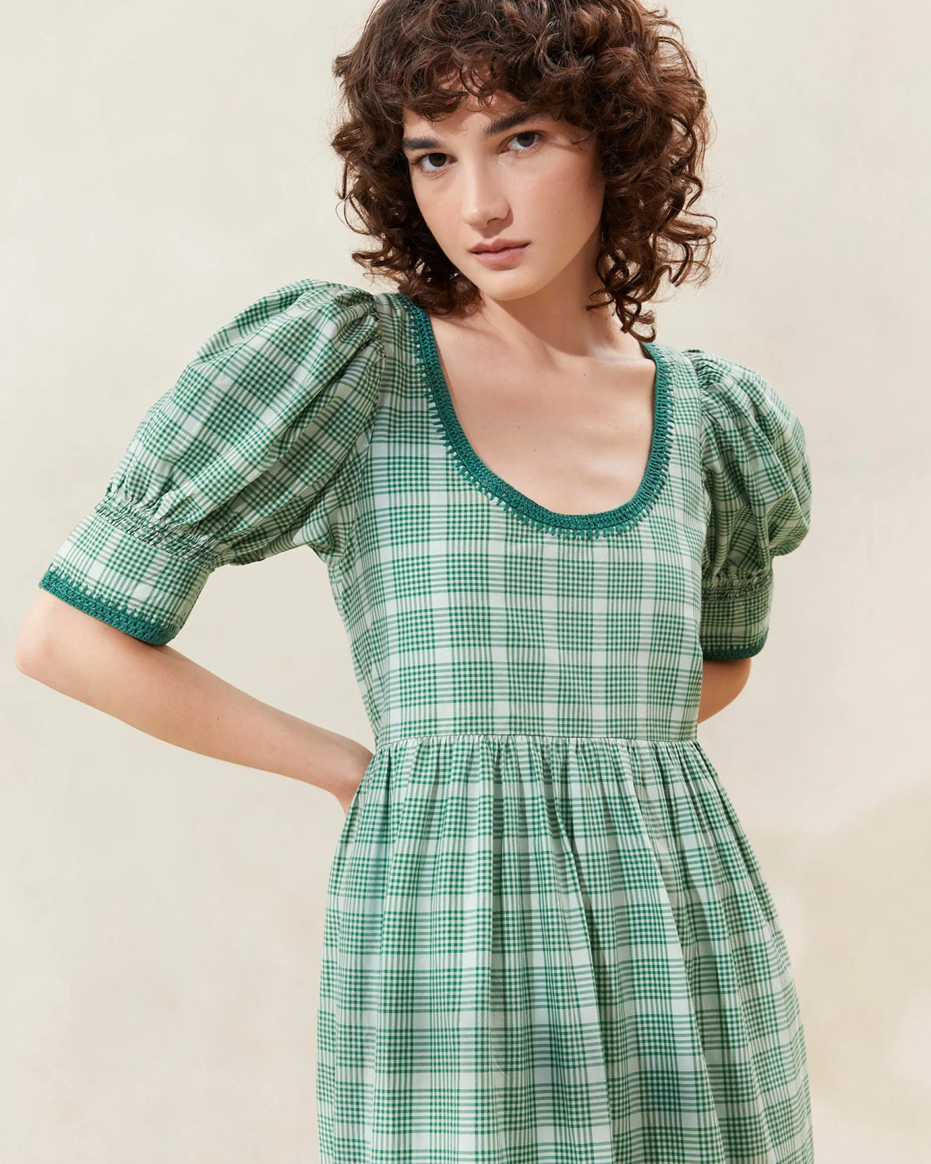 Loeffler Randall Gillian Blue Floral Puff-Sleeve Dress| Dresses