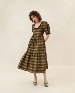 Loeffler Randall Gillian Blue Floral Puff-Sleeve Dress| Dresses