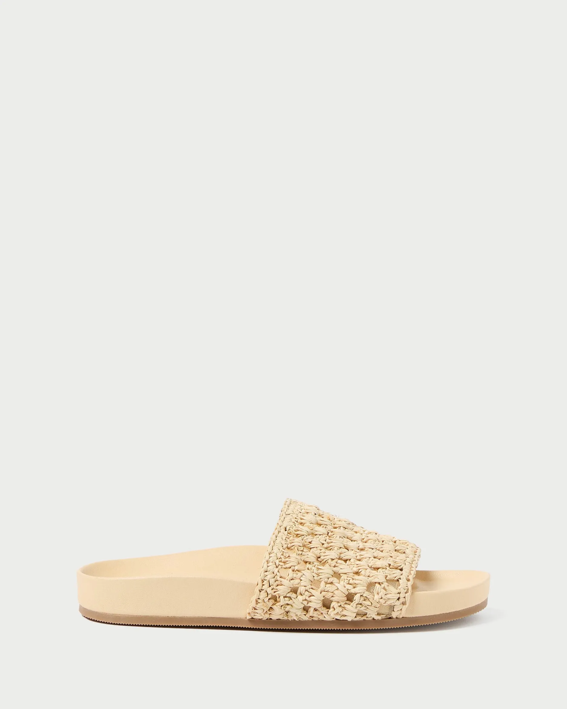 Loeffler Randall Henri Green/White Crochet Raffia Sandal| Flat Sandals