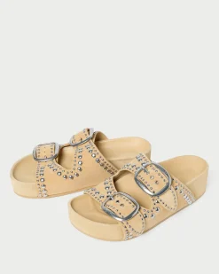 Loeffler Randall Jack Saffron Suede Studded Sandal| Flat Sandals
