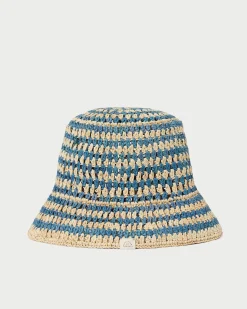 Loeffler Randall Jocelyn Blue/Natural Bucket Hat| Accessories