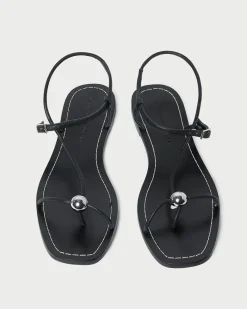 Loeffler Randall Lara Black Leather Sandal| FOR THE GUESTS|Flat Sandals