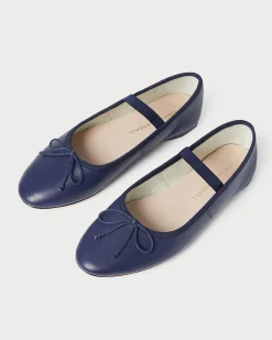 Loeffler Randall Leonie Navy Leather Ballet Flat| Flats & Loafers