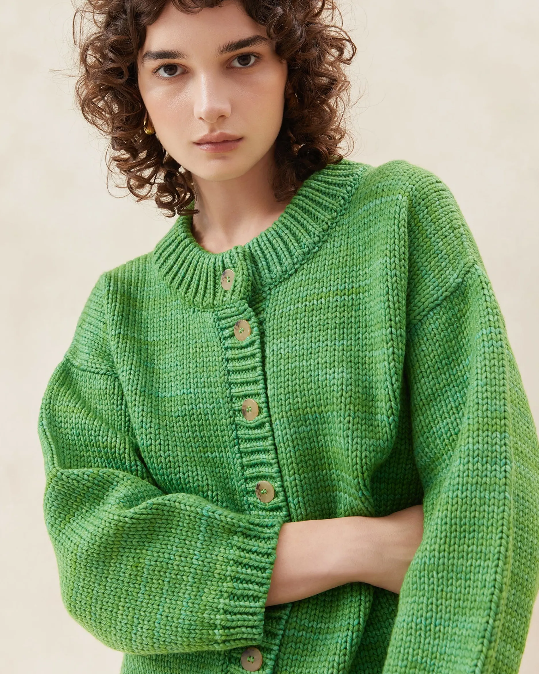 Loeffler Randall Maddie Sapphire Mock Neck Cardigan| Knitwear