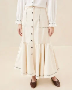 Loeffler Randall Mateo Button-Front Skirt| Event Essentials|Vacation Shop