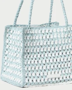 Loeffler Randall Missy Blue/Cream Crochet Tote| Totes