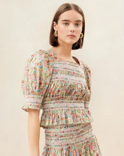 Loeffler Randall Nicola Cream Floral Cinched Blouse| Jessie Loves|Matching Sets