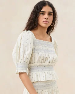 Loeffler Randall Nicola Red Floral Cinched Blouse| FOR THE GUESTS|Casual Staples