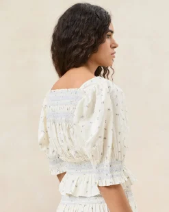 Loeffler Randall Nicola Red Floral Cinched Blouse| FOR THE GUESTS|Casual Staples