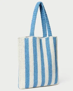 Loeffler Randall Orion Blue/White Raffia Tote| Casual Staples|Totes