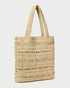 Loeffler Randall Orion Blue/White Raffia Tote| Casual Staples|Totes