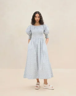 Loeffler Randall Quinn Blue Floral Cinched Dress| Dresses