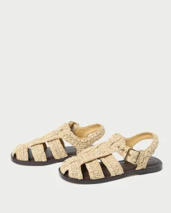 Loeffler Randall Sawyer Natural Crochet Caged Sandal| Casual Staples|Vacation Shop