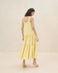 Loeffler Randall Soren Yellow Tiered Sleeveless Dress| FOR THE GUESTS|FOR THE BRIDE