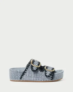 Loeffler Randall Theo Blue Raffia Footbed Sandal| Casual Staples|Flat Sandals
