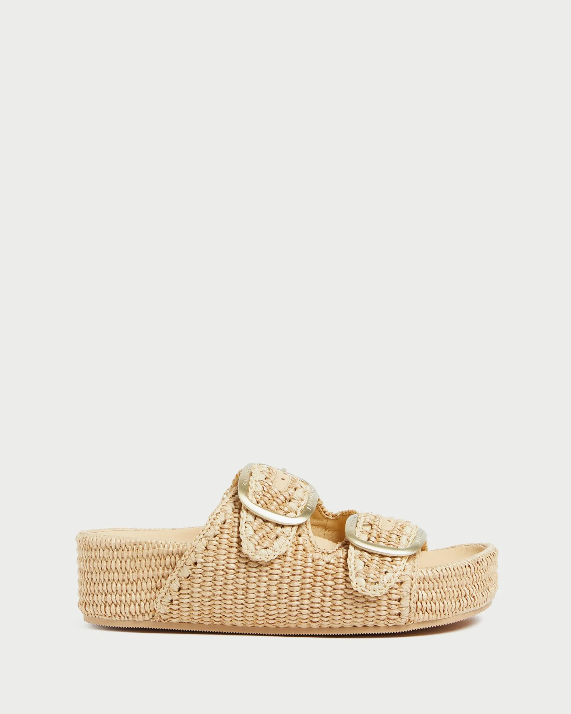 Loeffler Randall Theo Cream Raffia Footbed Sandal| Flat Sandals