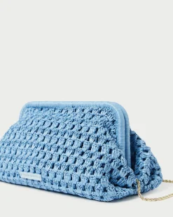 Loeffler Randall Trudie Blue Crochet Frame Clutch| FOR THE GUESTS|FOR THE BRIDE